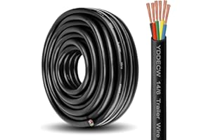 YDDECW 6 Way Trailer Wire - 14/6 Heavy Duty 30FT 100% Pure Copper 6 Wire Trailer Cable 14 Gauge 6 Conductor Wiring Extension Cable Insulated for RV and Auto