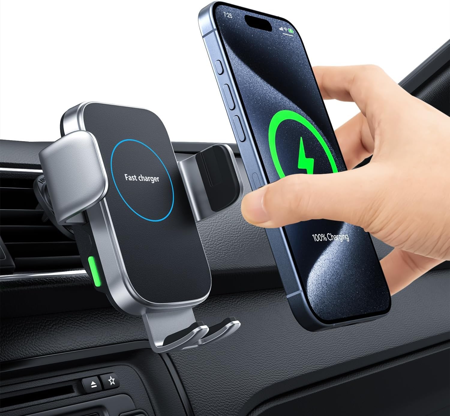 Hinyx Wireless Car Charger - 15W Car Phone Holder Wireless Charger Mount Automatic Sensor Car Charger Vent for iPhone 14/13/12/11/11 Pro Max/XS Max/X/XR/8, Compatible for S21/S20/S10/Note10