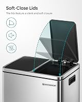 SONGMICS Dual Rubbish Bin 2-Compartment Pedal Bin with Lids 15 L Bags view 6