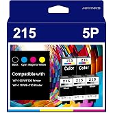 Joyinks 5-Pack 215 Ink Cartridges Remanufactured Replacement for WF-100 WF-110 EC-C110 Printer (3-Black 2-Tri-Color)