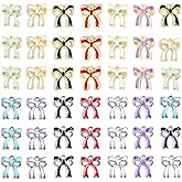 40/60PCs Metal Enamel & Rhinestone Bow Charms for Jewelry Making, Silver & Gold Plated Bow Charms for Bracelets Keychains
