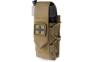 WYNEX MOLLE Tourniquet Holder, IFAK TQ Holder Tactical TQ Pouch Holster First Aid Kit, Cross Patch/Bungee Cord