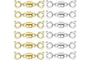 FYHJTRT 12 Pack Magnetic Necklace Clasps and Connectors,Double-Lock Security Gold-Plated Clasps for DIY Jewelry Making, Brace