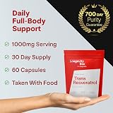 Longevity Box Trans-Resveratrol 1000mg 60 Capsules Vegan Non-GMO view 4