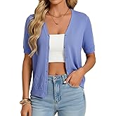 GRACE KARIN Women's Short Sleeve Spring Sweater, Lightweight Cotton Cardigan, Button Up V Neck Dressy Casual Cute Tops