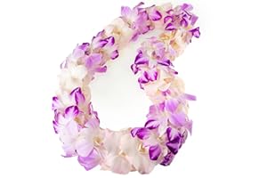 GENERIC Fresh Cut Orchids Flower Leis Pink, Fresh Orchids, Gorgeous Orchids: Long-lasting leis made of fresh cut purple, lavender, and pink orchids, for graduations, party decoration or gifts (Splash)