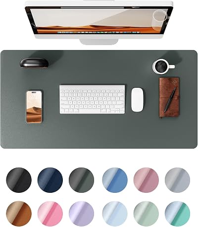 YSAGi Leather Desk Mat Large 60x35 cm Non-Slip Waterproof Dark Green