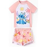 Disney Toddler Girls Two Piece UPF 50+ Swimsuit Rashguard Sets Bathing Suit