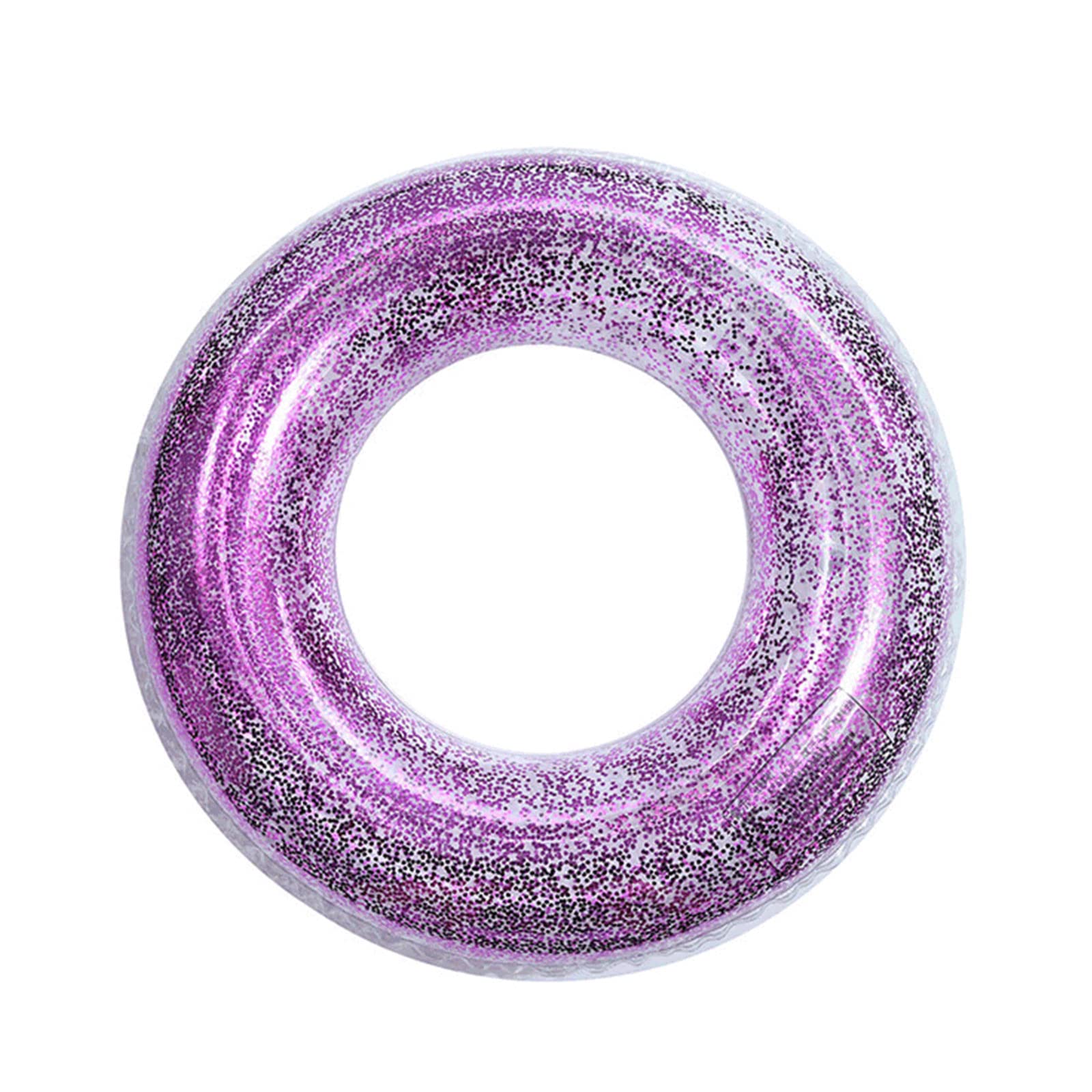NITAIUN Sequin Swimming Ring, Inflatable Transparent Glitter Swim Ring Swimming Rings Durable Floating Ring Swim Ring Tube with Sequin for Adults Summer Pool Party (Rose Red)
