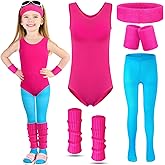 Giegxin Kids 80s Workout Costume Halloween Outfit Accessories Retro Neon Leotard Legging Headband Wristband Leg Warmers
