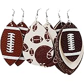 3 Pairs Colorful Sports Ball Leather Dangle Earrings Dainty Soccer Football Baseball Volleyball Baskteball Earrings for Women Jewelry