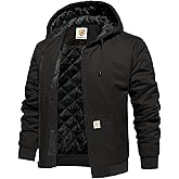 CARWORNIC Men's Winter Hooded Active Jacket with Warm Quilted-Lined Cotton Outdoor Workwear Coats