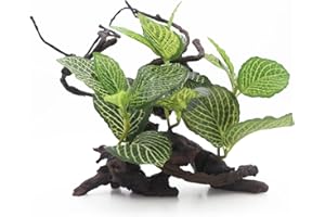 Aqua KT Reptile Terrarium Forest Tree with Plant Leaves for Amphibian Habitat Décor Lizard Snake Turtle Supplies