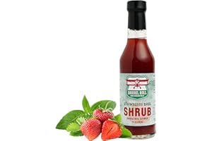 Barrel Roll Bar Essentials Strawberry Basil Drinking Shrub | Craft Cocktail Mixer with Real Strawberries & Fresh Basil | Perfect for Vodka, Gin, Rum, Spritzers, Lemonade & Mocktails | Small-Batch Mixer – 8 Ounce Bottle