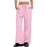 LOMON Striped Gingham Pants Women 2026 Spring Summer Pajamas Wide Leg Pj Lounge Boxer Bottoms Y2k Trousers with Pocket