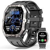 Military Smart Watches for Men,2.02''Smartwatch FitnessTracker Built-in GPS | Sport Modes/Sleep Monitor/Heart Rate Monitor/Waterproof for Android and iPhone Sturdy and Durable Tactical Smart Watch