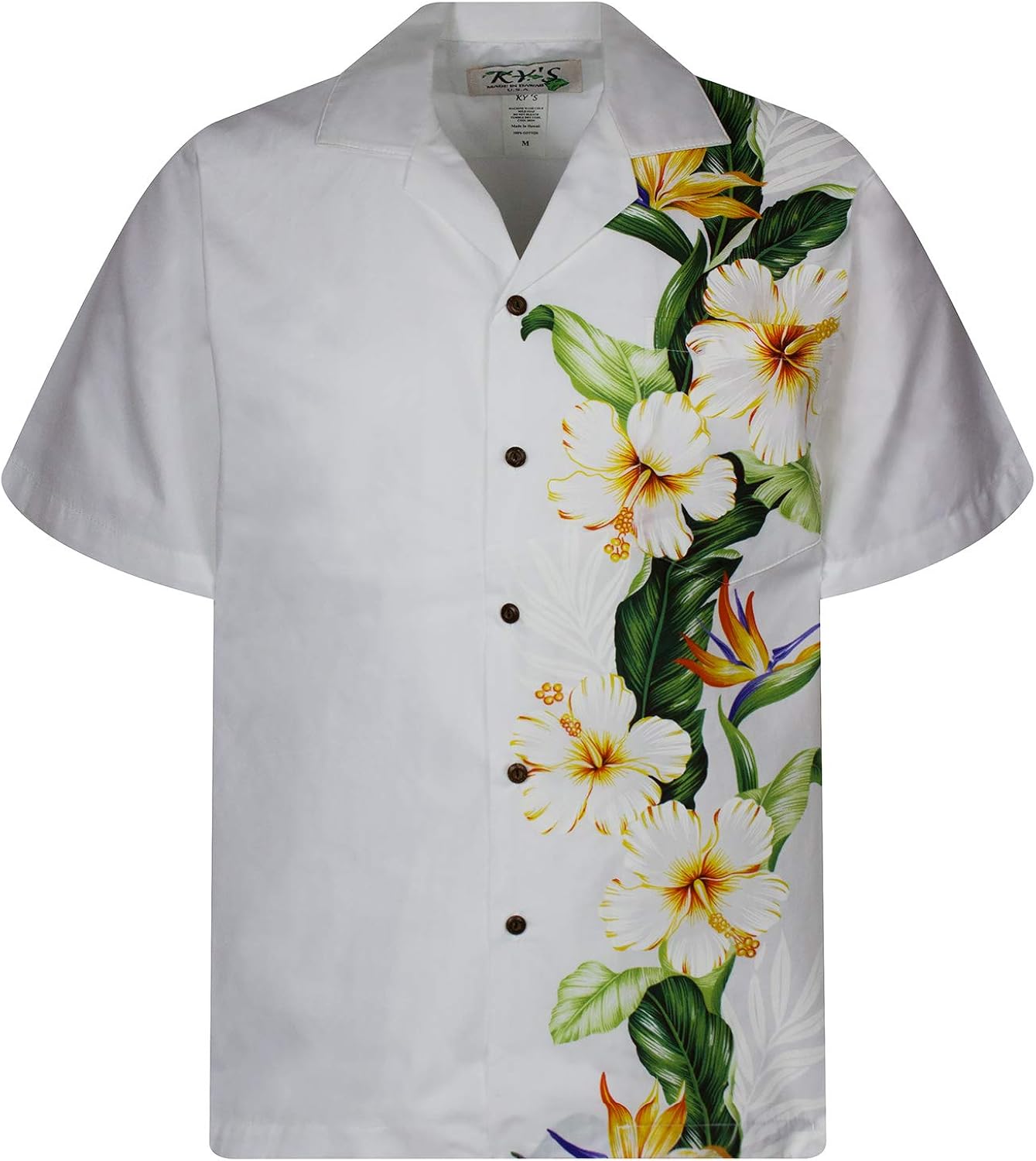 CAMICIA HAWAIANA IN CR&Ecirc;PE DE CHINE STAMPATA - VANIGLIA/NERO