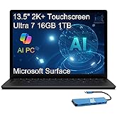 Microsoft Surface Laptop 6 AI PC, Intel Ultra 7 165H, 16GB DDR5, 1TB SSD | 13.5" 2K+ Touchscreen, > i7-1355U, 16-Core, 18.5-Hr Long Battery Life, Backlit Keyboard, IR Webcam, IST HUB, Win 11 Pro