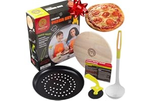 MasterChef Junior Pizza Cooking Set - 5 Pc Kit Includes Real Cookware for Kids w Recipes, Board, Roller - Make Homemade Pizza, Birthday Holiday Gifts