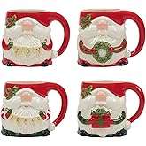 Certified International Christmas Gnomes 16 oz.3-D Mugs, Set of 4 Assorted Designs