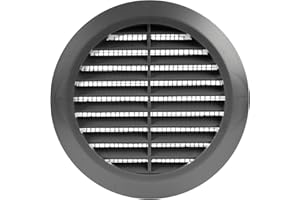Vent Systems 4'' Inch - Graphite - Soffit Vent Cover - Round Air Vent Louver - Grill Cover - Built-in Insect Screen - HVAC Vents for Bathroom, Home Office, Kitchen