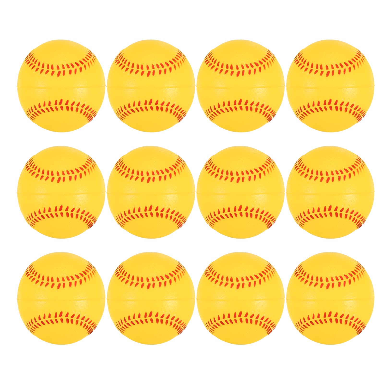 PATIKIL 9 Inch Foam Baseball 12 Pack Soft Practice Baseballs Bulk Standard Size Adult Leather Training Baseball Unmarked Baseballs for Pitching Yellow