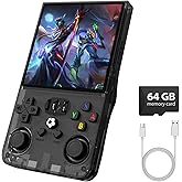R36MAX Retro Gaming Console, Retro Handheld Games Console with 64GB TF Card, Portable Hand Held Open Source Linux System, 4.0 inch IPS HD Screen Video Game Consoles, 4000mAh Battery (Black)