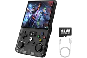 WDYQJE R36MAX Retro Gaming Console, Retro Handheld Games Console with 64GB TF Card, Portable Hand Held Open Source Linux System, 4.0 inch IPS HD Screen Video Game Consoles, 4000mAh Battery (Black)