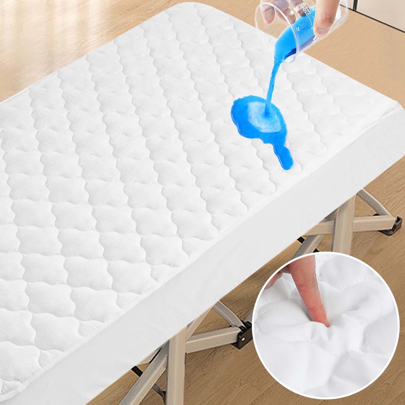 Photo 1 of Cot Mattress Protector Pad Waterproof Quilted 30" x 75", Breathable & Cooling Cot Mattresses Cover Fitted for Daybed/Rollaway/Narrow Twin Bed/Camping/RV Bunk with Deep Pocket Up to 10", (White)