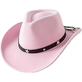 Lanzom Kids Girls Boys Cowboy Cowgirl Hat with Buckle Belt Toddlers Felt Western Hat