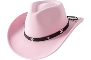 Lanzom Kids Girls Boys Cowboy Cowgirl Hat with Buckle Belt Toddlers Felt Western Hat