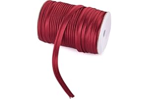 BB BEADTHOVEN Beadthoven 109Yards/Roll Maxi Piping Trim 3/8” Satin Luster Polyester Single Fold Piping Bias Tape Binding Lip Cord Welting Cord with Spool for Sewing Clothing Trimming Upholstery (Dark Red)