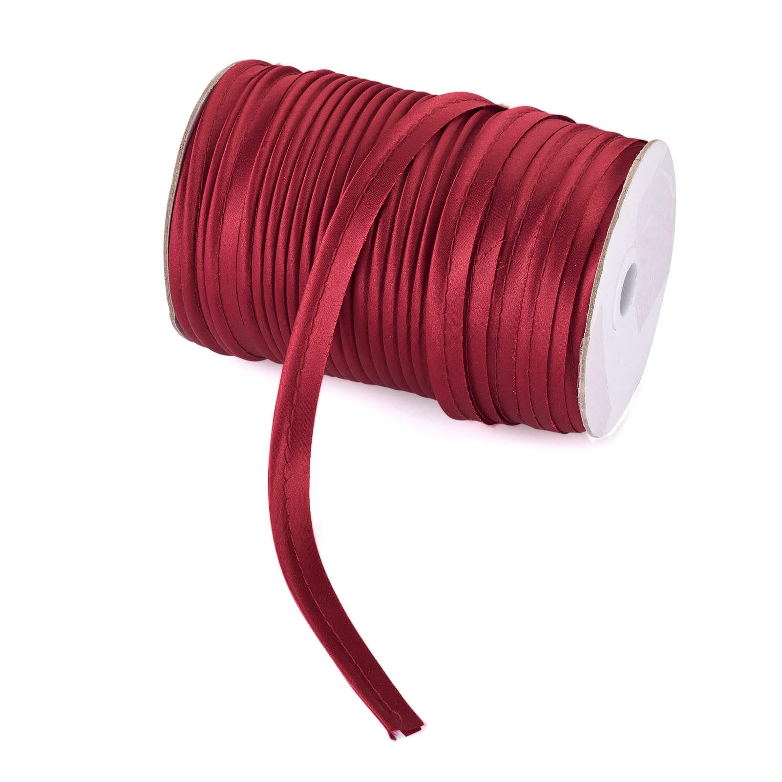 Pandahall Polyester Fiber Piping Trim 3/8 inch 109 Yards Single Fold Bias Tape Maxi Piping for Sewing Trimming Upholstery Dark Red