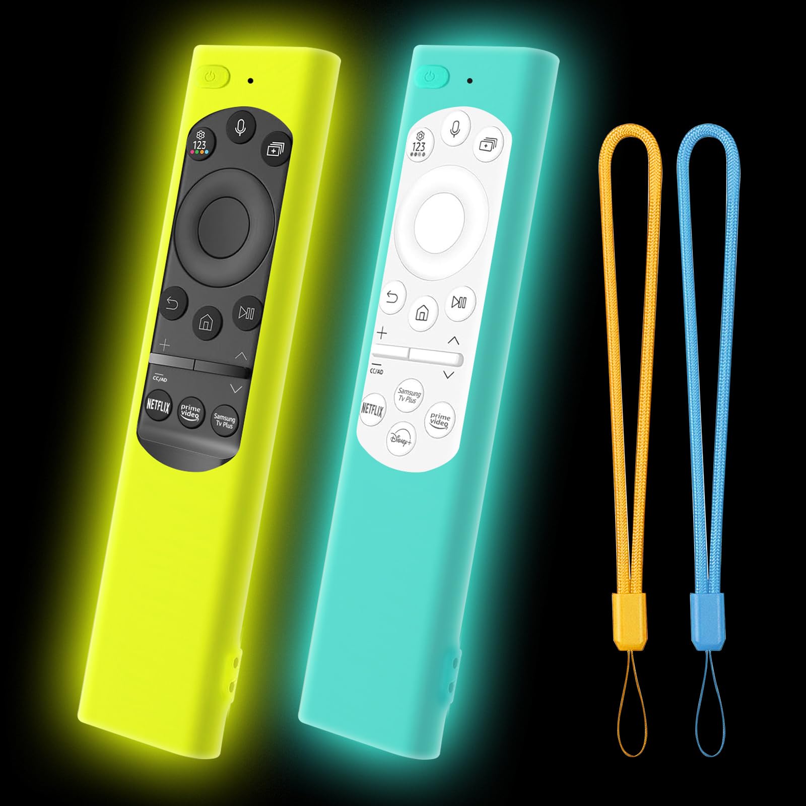 Photo 1 of [2 Pack] Climberer Remote Cover for Samsung Flat Smart TV Remote, Silicone Protective Case for Samsung SolarCell Remote 2021-2025 BN59-01388A Glow in Dark (Luminous Yellow + Luminous Blue)