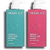 Medix 5.5 Retinol Age Rewind Body Treatment Cream + Glycolic Acid Exfoliating Body Wash Set