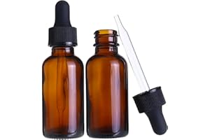 VIGOR PATH 2-Pack Amber Glass Dropper Bottles - Complete with Tapered Glass Droppers for Essential Oil or Any Liquids (1oz/30ml)