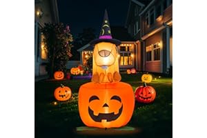 HZGDEJTG 4 ft. Witch Beaver Sitting Pumpkin Halloween Inflatable Outdoor Decoration, Yard Decorations with LED Lights for Outdoor Lawn, Garden, Home Holiday Party