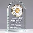 YWHL 50th Wedding Anniversary Quartz Clock Gifts for Parents, 50 Years Golden for Couple, Happy 50th Anniversary Decoration Gift for Her Him (Battery not Included)