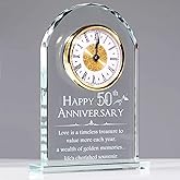 YWHL 50th Wedding Anniversary Quartz Clock Gifts for Parents, 50 Years Golden for Couple, Happy 50th Anniversary Decoration Gift for Her Him (Battery not Included)