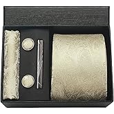 CWKOON Paisley Floral Mens Tie Formal Necktie Pocket Squares Ties Clips Cufflinks Classic for Men Set