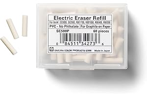 Sakura SumoGrip EE-3000 Electric Eraser Refill - Vinyl Erasers for Mechanical Eraser - 60 White Art Eraser Refills