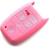 LIGHTKOREA 6 Button Silicone fob Remote Smart Key Case Protector Cover 1Pcs Compatible with Kia Sedona Carnival 2015 2019 (Pink)