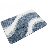 KAMA BRIDAL Microfiber Bath Mat Non-Slip Bathroom Floor Rugs Fast Water Absorbent Shower Mat Ultra Soft Bath Rug Anti-Slip Backing Machine Wash Blue 16x24