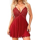 Girece Babydoll Lingerie for Women Lace Mesh Sleepwear One Piece Chemise Boudoir Comfortable Outfits Gifts for Wife