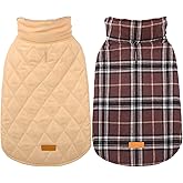 Kuoser Waterproof Dog Coat, Reversible Dog Jacket for Large Dogs, Adjustable Durable Doggie Winter Coat for Groowing Puppies Warm Puppy Cold Weather Apparel, Brown L