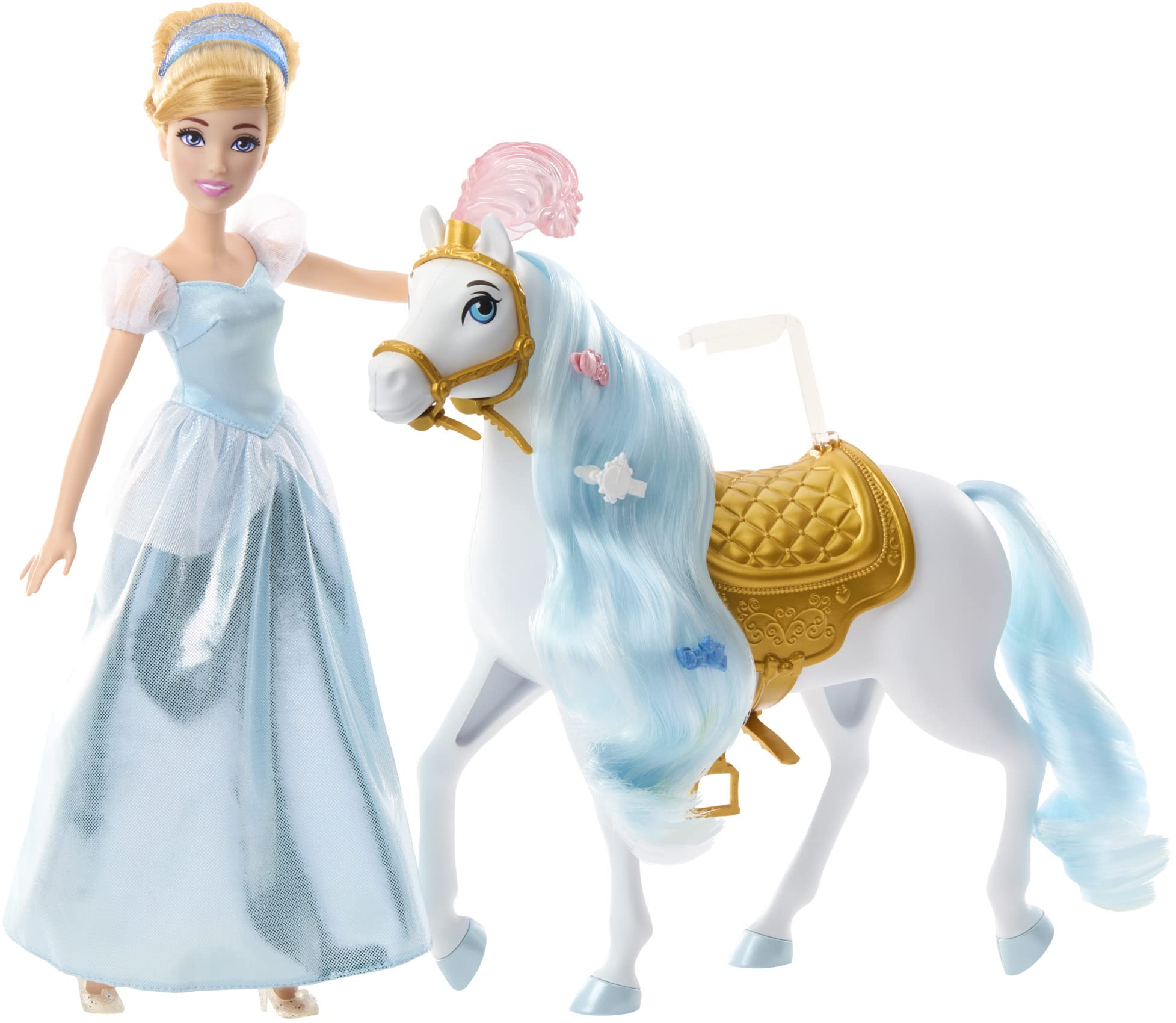 Disney Princess Toys, Cinderella Doll with Horse and Styling Accessories, Inspired by the Disney Movie, HPF95