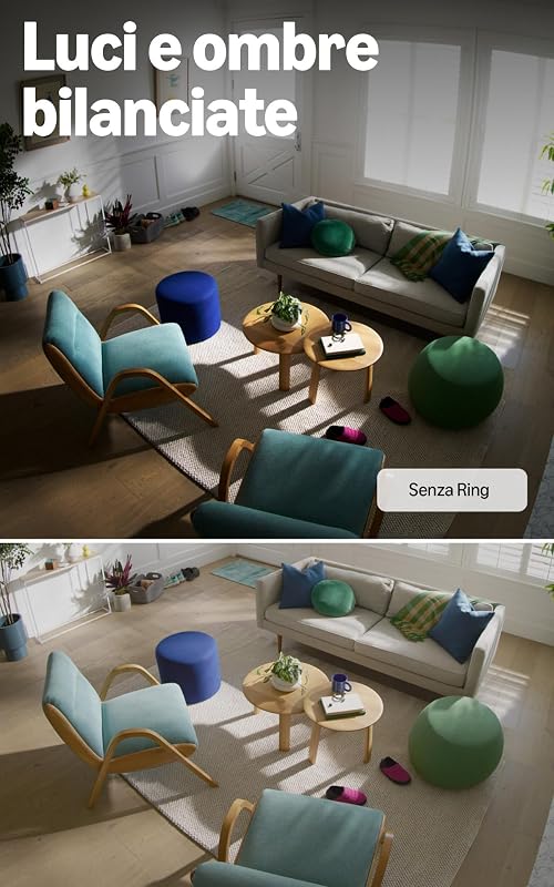 videocamera interna Plus (Indoor Camera Plus, ultimo modello), Videocamera plug-in, Retinal 2K, zoom 4x, copriobiettivo manuale, Prova gratuita di 30 giorni del piano d'abbonamento Ring