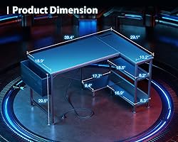 ODK 40 Inch Small L Shaped Gaming Computer Desk