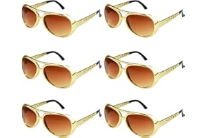 tiggell 6pcs Disco Sunglasses 50s 60s Rock Star Cool Golden Costume Glasses for Halloween Cosplay Dress Up Birthday Party