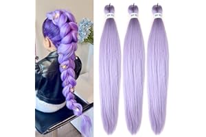 LETICIA Light Purple Braiding Hair Pre Stretched Synthetic Yaki Ez braid Pre stretched Braiding hair